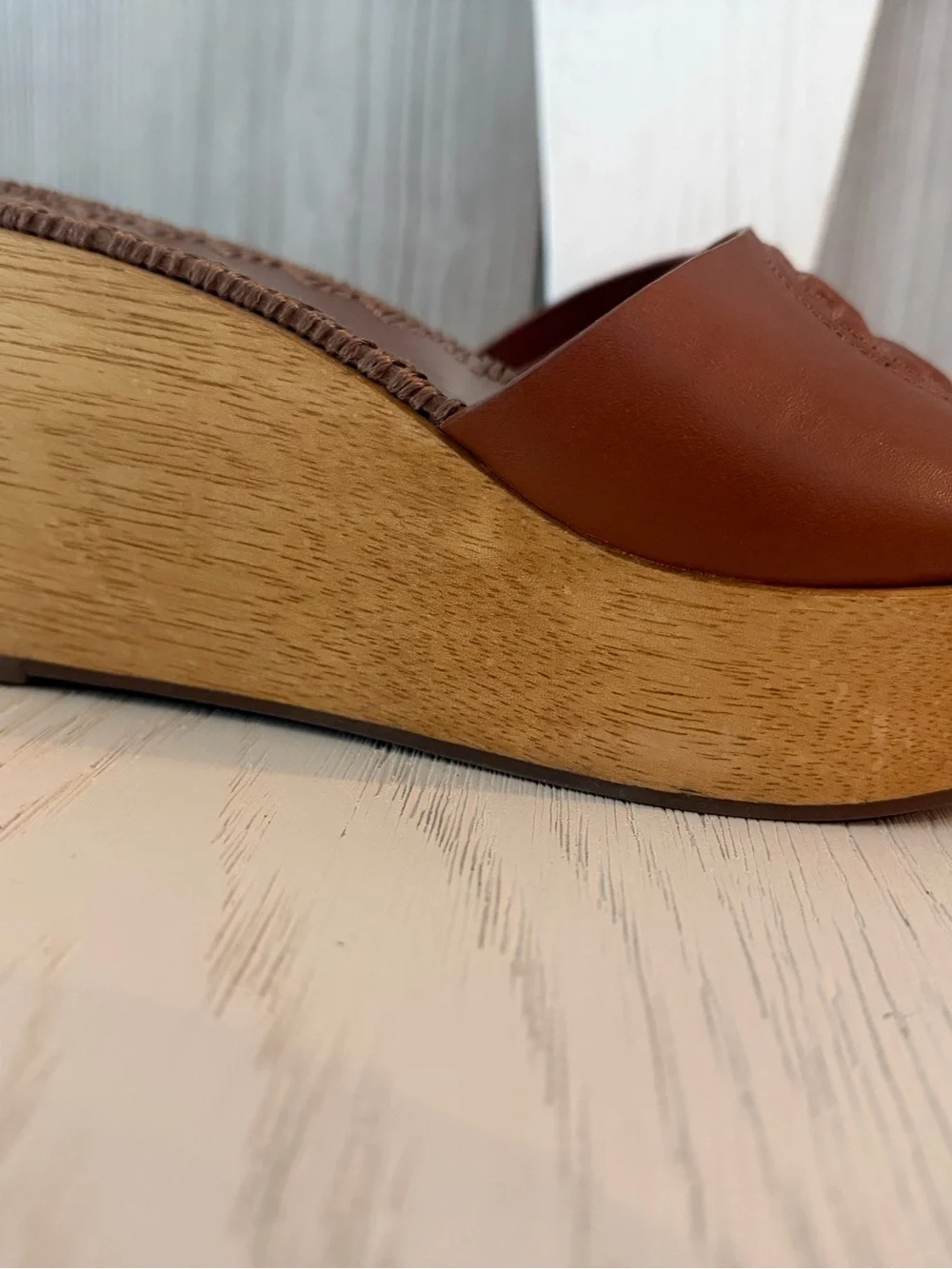 Tory Burch Patty Wedge Slide Sandals in Brown Leather